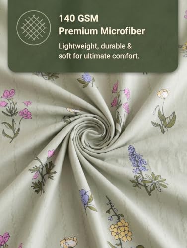 Image of Mafatlal King Size Bedsheet with 2 Pillow Covers (274 x 274 cm) | 140 GSM Microfiber | Soft, Breathable & Fade Resistant| Easy Care | Soft Pista Green