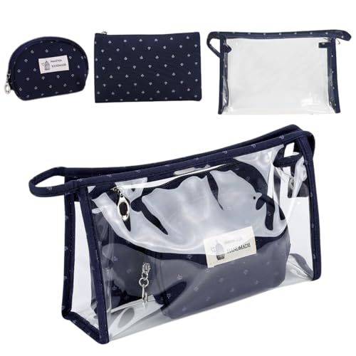 Image of Handcuffs Make Up Pouches Set of 3 | Cosmetic Bags | Toiletry Pouch | Makeup Organiser | Vanity Case | Jewellery Bag | Travel | Daily Use | Cases (Blue)