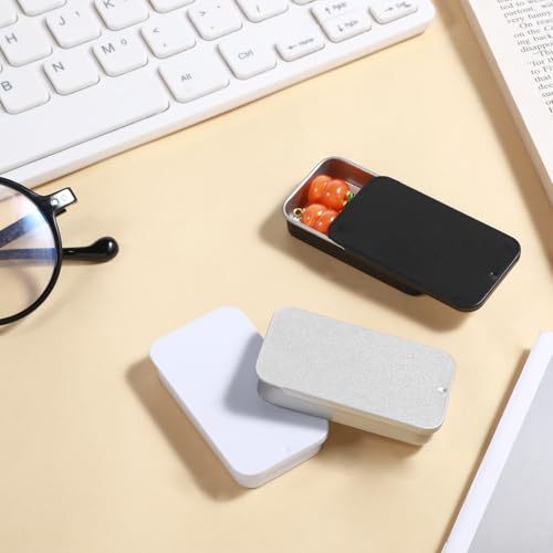 Image of 3 PCS Metal Tin Box Containers, 3 Colors Mini Rectangular Slide Top Tin Box Containers 2.36 by 1.33 by 0.4 Inch Empty Hinged Container for Candies Jewelry Crafts Pills Survival Kit