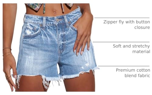 Image of CHICZONE Womens Mid-High Waisted Stretchy Denim Jean Shorts