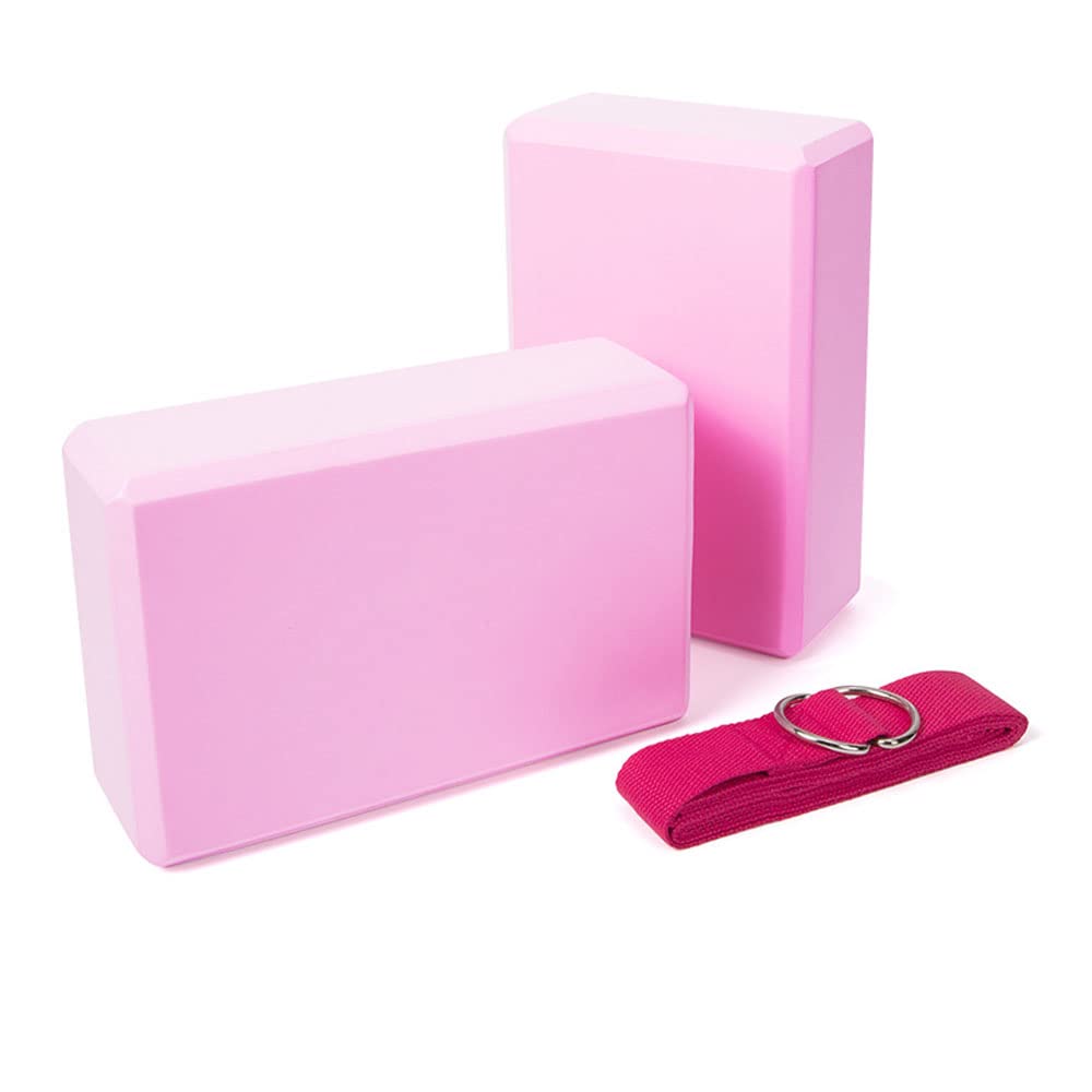 3Pcs Eva Yoga Block Juego De Equipos De Fitness De Ladrillo para El Ejercicio Bloque De Espuma De Estiramiento Ayuda Ayuda De Yoga Bolster,Rosado