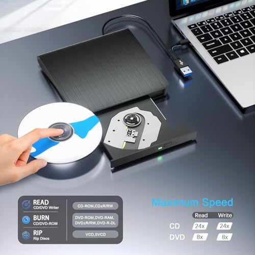 Lecteur externe CD DVD USB 3.0 universel pour résoudre l'absence de lecteur - 6