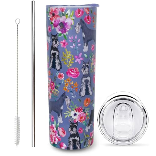 sxmluedn Schnauzer Gifts for Women Cute Dog Tumbler Coffee Cup for Women Schnauzer Travel Mug 20 Oz Stainless Steel Insulated Water Bottle With Lid and Straw
