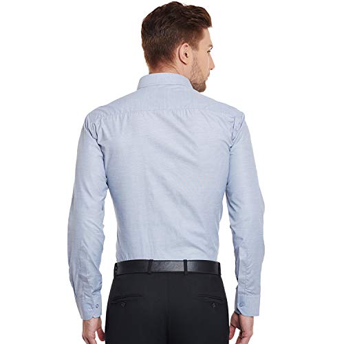 Image of Hancock English Navy Men Slim Fit Solid Formal Shirt Grey