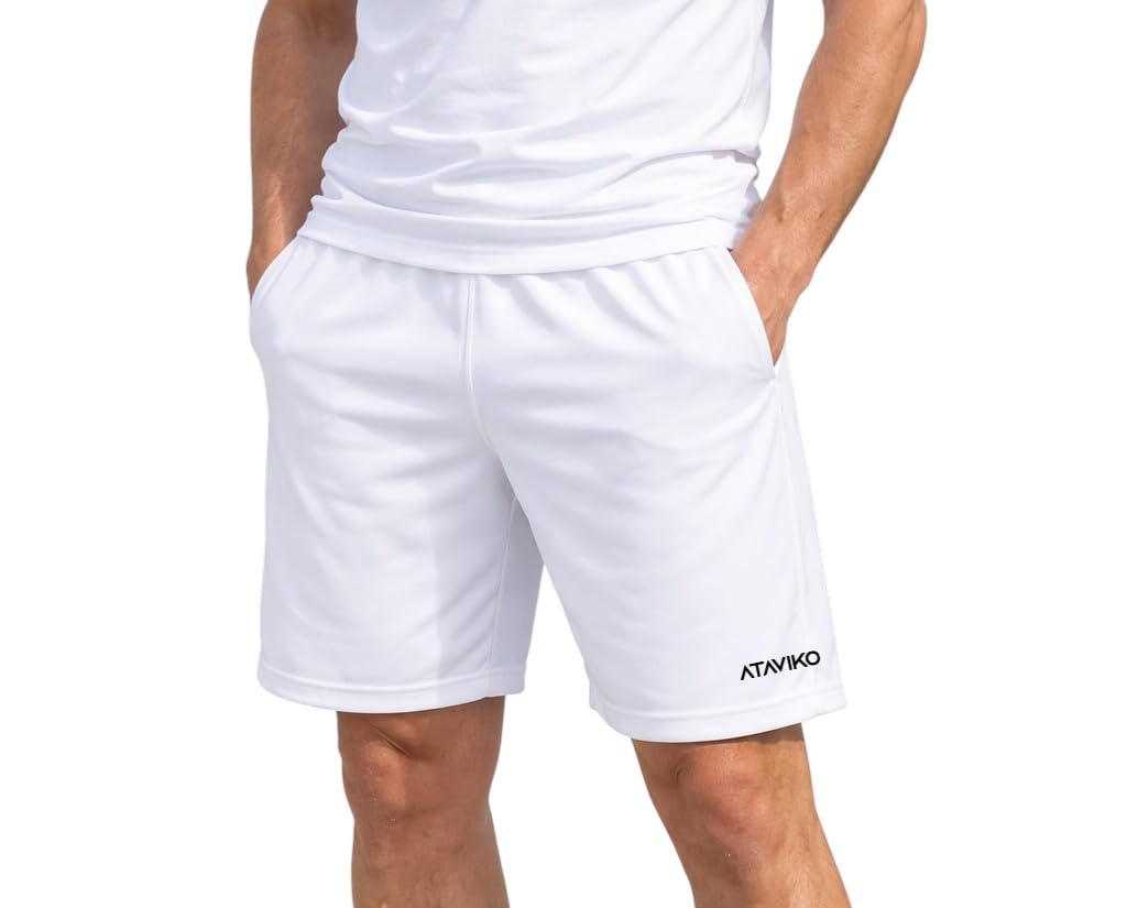 CALOLEYNG Pantaloncini Uomo In Cotone – 20 Cm, Con Tasche, Per Jogging E Tempo Libero, Bianco, M