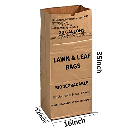 10 Count 30 Gallon Lawn And Leaf Bags With Gardening Gloves, 2-Ply Heavy Duty Large Kraft Paper Bags | Tear Resistant Yard Waste Bags For Grass Clippings, Wet And Dry Leaves, Weeds, And Twigs #TOP1