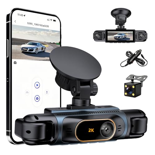 Car Camera Dash Cam Front and Rear Left Right, 4-Channel Video Recording WiFi Dashcam with Phone APP...