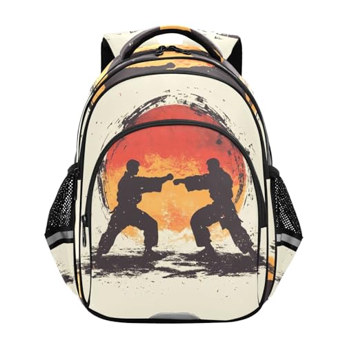 Karate Master Backpack for Kids Elementary School Bag Boys Girls Bookbag Travel Backpack Daypack