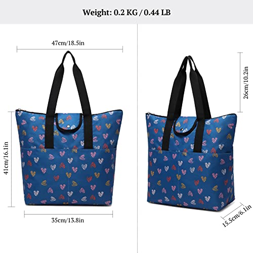 Bolso Tote Grande Impermeable para Mujer Azul miniatura 3