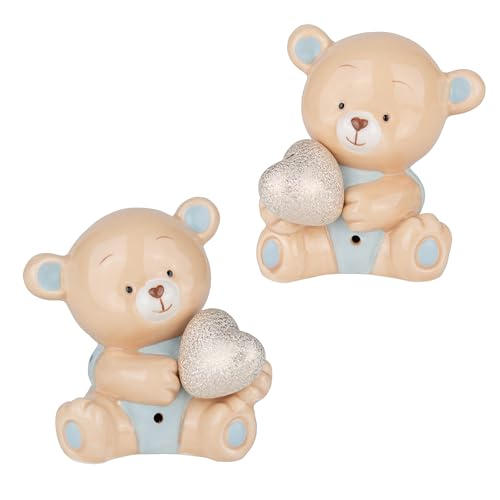 Doni Bomboniere Taufe 1 LED-Lampe in Form eines Bärchens mit Herz in den Händen oder rechts links, sortiert in zwei Modellen, originelle Geschenkideen