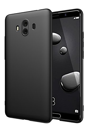 EIISSION Coque pour Huawei Mate 10 Coque, Ultra Mince Premium ToughShell Silicone Premium/Exact Fit/NO Bulkiness Coque pour Huawei Mate 10,Noir Cover