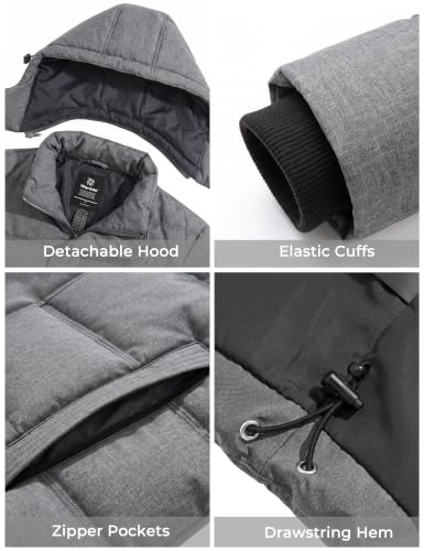 Image of wantdo Men's Puffer Jacket Hooded Winter Coat Warm Thicken Winter Jacket