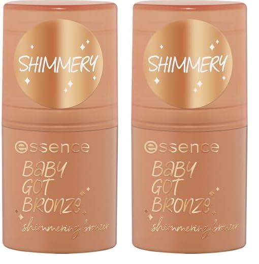 essence BABY GOT BRONZE shimmering bronzer, Konturstift, Nr. 10, Braun, sofortiges Ergebnis, natürlich, schimmernd, vegan, ohne Parabene, ohne Mikroplastikpartikel, Nanopartikel frei, 2er Pack (5.5g)