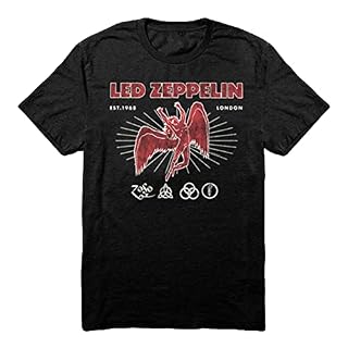 Rock Off LED Zeppelin 50Th Anniversary Black Officiel T-Shirt Hommes Unisexe - Les Beatles, Paul McCartney, John Lennon, RIngo Starr, George Harrison