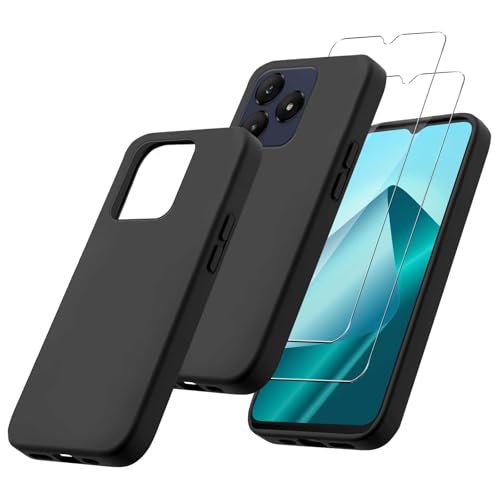 3 in 1 Cover Compatibile con Wiko T20 6.56 e 2 Pezzi Vetro Temperato Pellicola Protettiva Morbido Custodia Protettivo Protezione Case silicone tpu nero