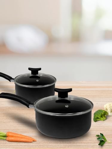 Conjunto de Panelas Antiaderentes com Tampa de Vidro 2 Peças