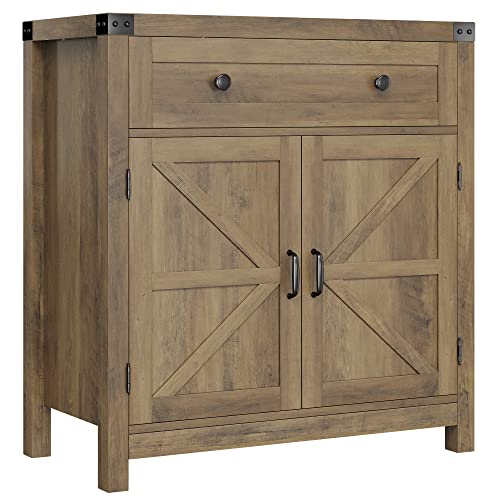 Hostack Coffee Bar Cabinet, Modern Farmhouse Buffet Sideboard With Drawer And Adjustable Shelf, Barn Door Storage Cabinet For Kitchen, Dining Room, Bathroom, Entryway, Rustic Brown #TOP7