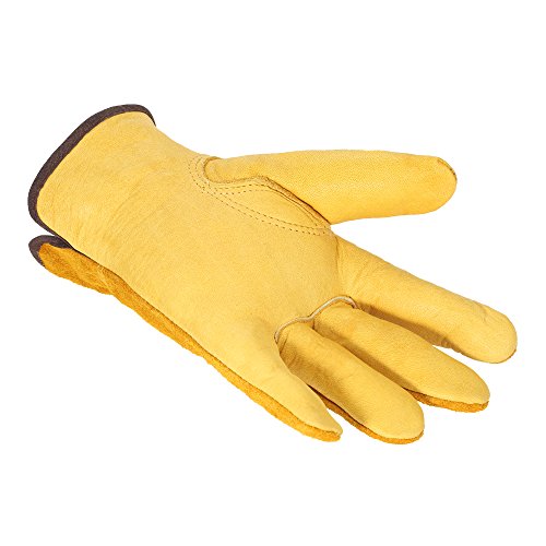 Roloiki Luvas de trabalho de couro Luvas de couro de trabalho dos homens Jardinagem Escavação Planta