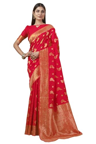 Image of Shasmi Women's Banarasi Saree Pure Kanjivaram Silk Saree Soft new ladies 2025 Design Wear Pattu Sarees Party Sari collections With Blouse Piece for Wedding sadi (PARI-188)