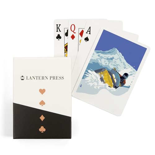 Lantern Press Snowmobile, 52 cartas tamaño póker