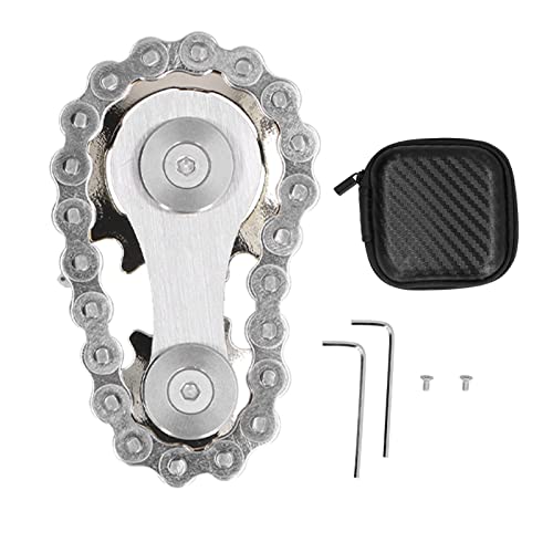 plplaaoo Acier Inoxydable Spinning Fidget Toy Fidget Spinner Pignons Gyroscope Acier Inoxydable Fidget Pignon Jouet Enfants Engrenages Liaison Vélo Chaîne Jouet pour TDAH(Un) Cover