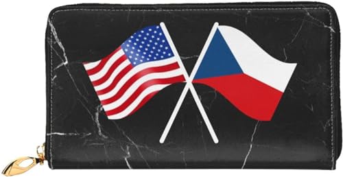 American And Czechia Flag Wallet Card Bag
