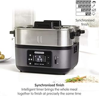 Morphy Richards 470006 Intellisteam, Kitchen Food Steamer, Perfectly Synchronised Meal Solution, Intelligent Cooking, BPA Free, 1600 W, 6.8 liters, Stainless Steel