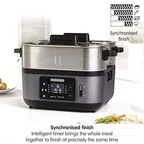 Morphy Richards 470006 Intellisteam, Kitchen Food Steamer, Perfectly Synchronised Meal Solution, Intelligent Cooking, BPA Free, 1600 W, 6.8 liters, Stainless Steel