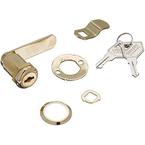 First Watch Security 1281 Drawer & Cabinet Lock Cabinet & Drawer 1-1/8 inch Utility Cam Lock Finish, Polished Brass Cover