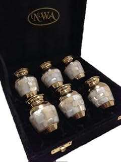 Cremation Urn, Mother of Pearl Keepsake Funeral Urns-Set of 6 with Case