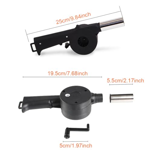 SquEqu 2 Pack Fireplace Bellows Hand Crank Air Blower Portable Manual Handheld Fire Blowing Tube Bellow Flame Boost BBQ Fan Fire Starter for Outdoor Barbecue Grill Stove Picnic Hiking Camping Campfire