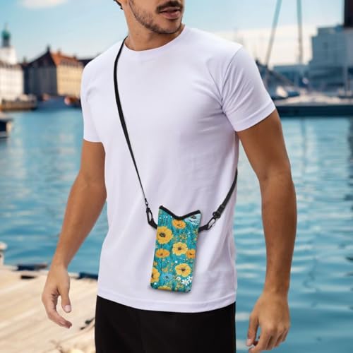 Vintage Floral Print Neoprene Crossbody Bags for Women Men Lightweight Cell Phone Bags Fashion Phone Pouch with Removable Shoulder Strap Mobile Phone Bag4