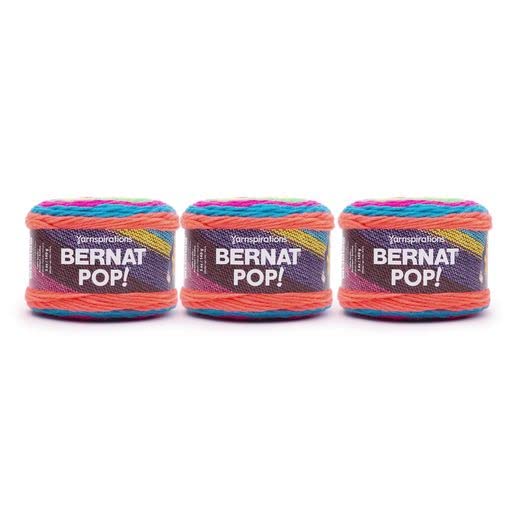 BernatPop Electric Bugaloo Yarn - 3 Pack of 141g/5oz - Acrylic - 4 Medium (Worsted) - Knitting/Crochet