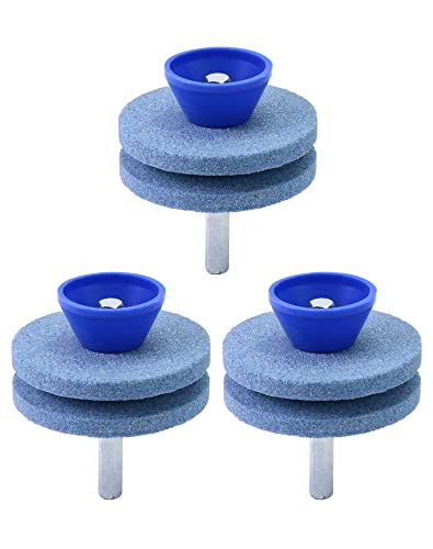 QWORK® 3 Piezas Afiladoras de Cortacésped, Afiladoras per Herramientas de Jardín, Compatible con Taladros Eléctricos o Manuales