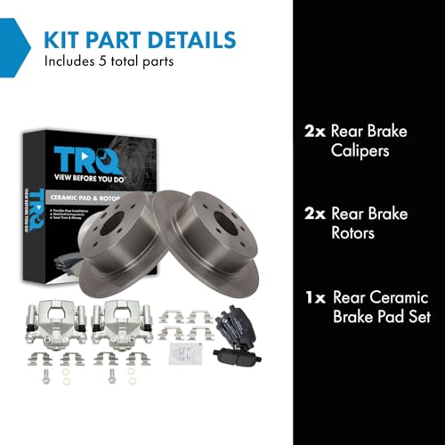 Image of TRQ Rear Brake Pad and Rotor Set Ceramic Calipers Compatible with 2002-2006 2013-2017 Nissan Altima 2004-2006 Maxima