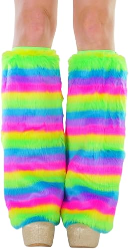 Image of ToBeInStyle Women's Faux Vibrant Fur Retro Daring 60' Inspired Ravewear Knee High Leg Warmers