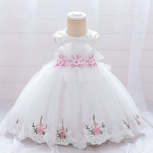 Gualiy Girl Prom Ball Gown, Birthday Girl Dress Kids 1-6 Years Old White Embroidered Tulle Dress with Beads Dress2