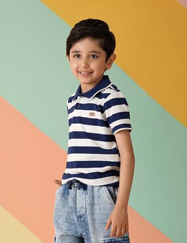 Image of Amazon Brand - Symbol Boys Cotton Rich Striped Polo Tshirt | Collar Tshirts | Half Sleeves | Regular Fit