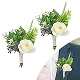 Hochwertiges Material: Diese künstlichen weißen Korsagen sind aus hochwertigem Stoff und Kunststoff gefertigt und mit kleinen Blumen und grünen Blättern für einen lebensechten und strukturierten Look verziert.