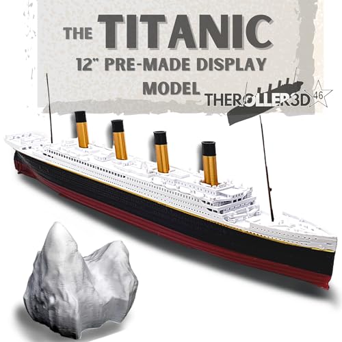 TheRoller3d RMS Titanic Model Ship w/Iceberg, 1 Ft Long Assembled, Historically Accurate, Titanic Replicas