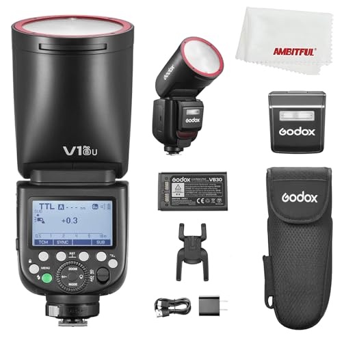 Godox V1 Pro S V1Pro S V1Pro-S USA Version TTL Round Head Camera Flash,76Ws HSS 1/8000s,Built-in Lithium Battery,LED Modeling Lamp, lnnovative External Flash SU-1 for Sony Camera