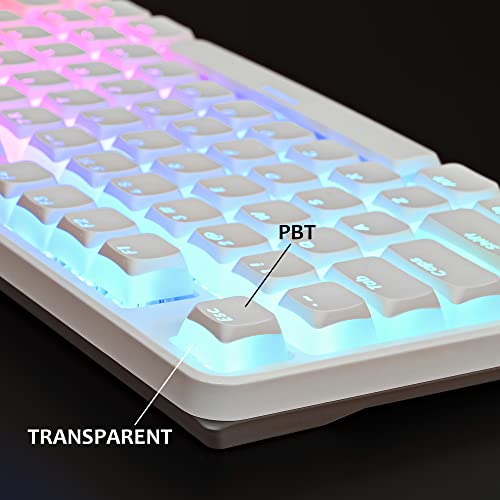 Image of surmen Pudding Keycaps PBT Double Shot Keycaps XDA Profile for Cherry Gateron MX Switches Mechanical Keyboard(White)
