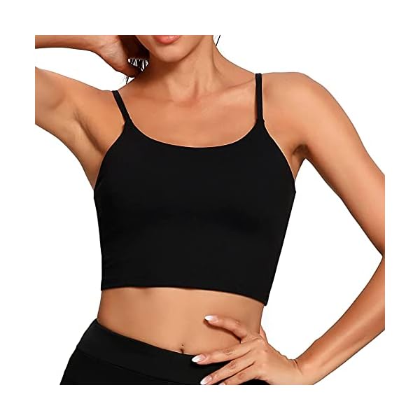 Lemedy Women Padded Sports Bra Fitness Workout Running Shirts Yoga Tank Top (XL, Black)