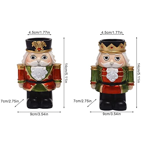 Christmas Nutcracker Figures Candlestick,Resin Nutcracker Figures Candlestick Holder Ornament for Gifts Christmas Party Home Cabinet Desktop Supplies (2pcs)
