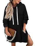 KISSMODA Hoodies for Women Oversized Sweatshirt Dress Plus Size Pullover Casual Long Sleeve Raglan Sleeve Hooded Black 2025 Trendy Sweatshirts 3XL