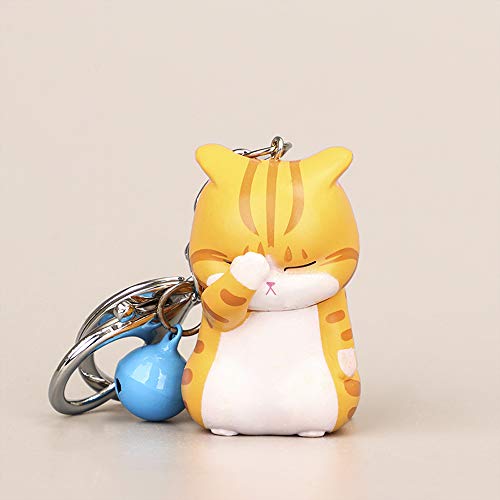 Gaiord Cat Keychain Charms, Key Ring Cute Key Chain Shy Chubby Kitten Trinket Bag Decor (Orange) #TOP1