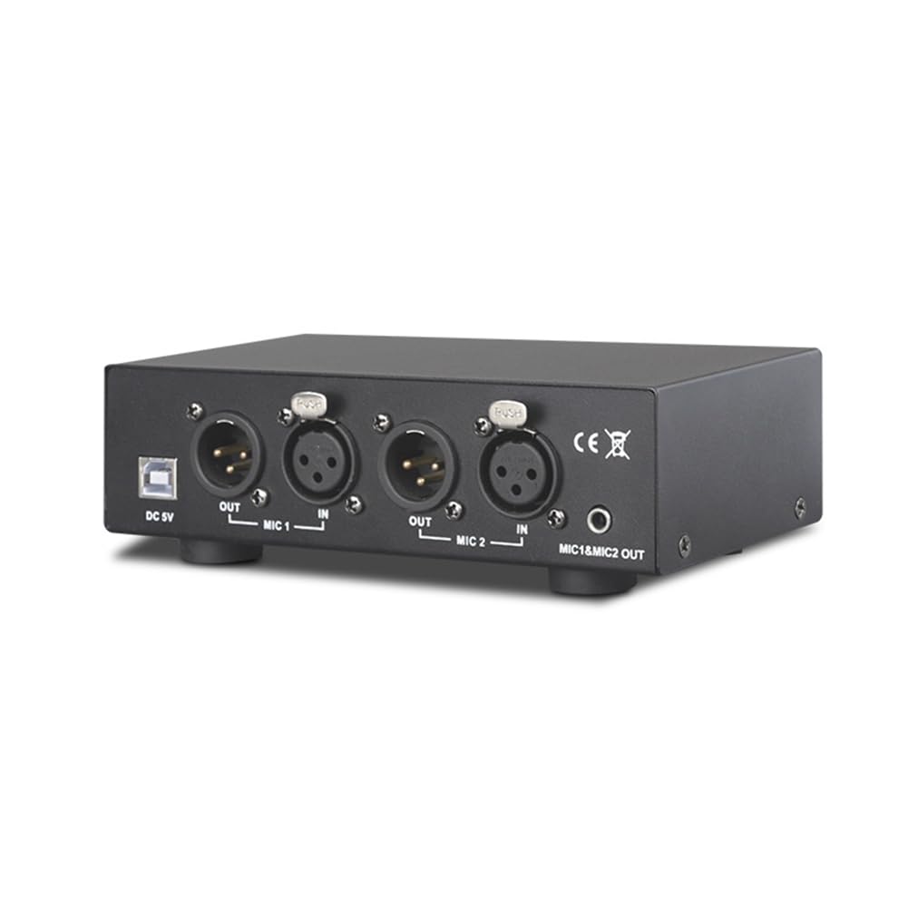 Alimentation Fantôme 2 Canaux 48 V Ensemble d'alimentation Fantôme Compact Universel pour Équipement D'Enregistrement de Musique de Microphone à Condensateur