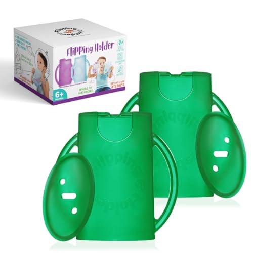 Image of Flipping Holder Squeeze Proof Food Pouch Holder for Toddlers, Babies, Kids, Mess Free No Squeeze Juice Box Drink and Applesauce Snack Holder with Easy Grip Handles and Lid