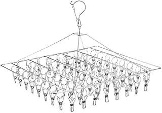 WudTus 64 Clips Sock Dryer Rack, Stainless Steel Laundry Drying Rack Sock Hanger, Underwear Hanger, Clothes Hangers for Drying Towels, Bras, Lingerie, Baby Clothes