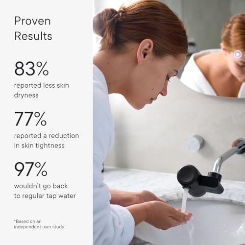 Image of Qure Skincare Bathroom Sink Filter Water Faucet for Skin, Reduces 99% Chlorine and Heavy Metals, Skin Hydration in 4 Weeks, Reduces Build-Up, Balances pH, Softer Skin & Hair - Black